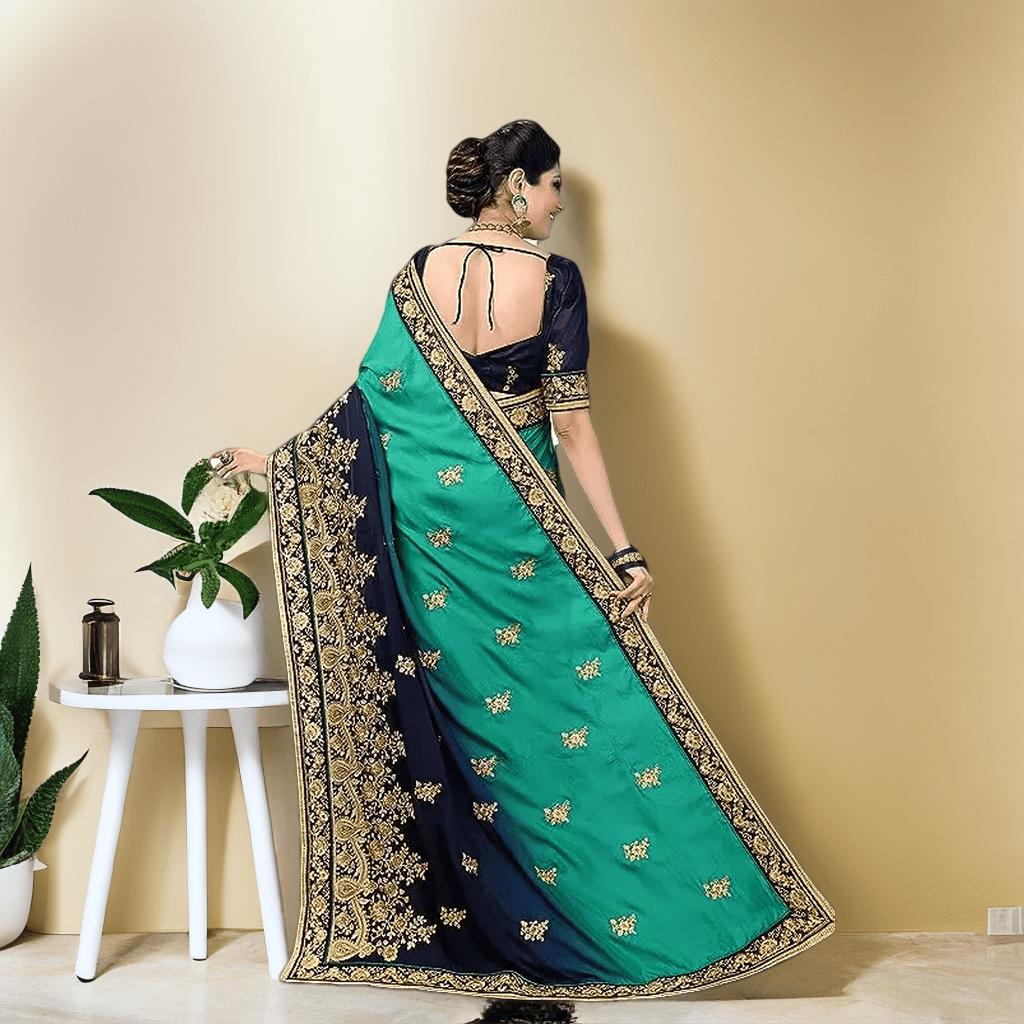 Nivah Fashion Barfi Silk Heavy Work Embroidery Saree for Wedding Bridal Wear