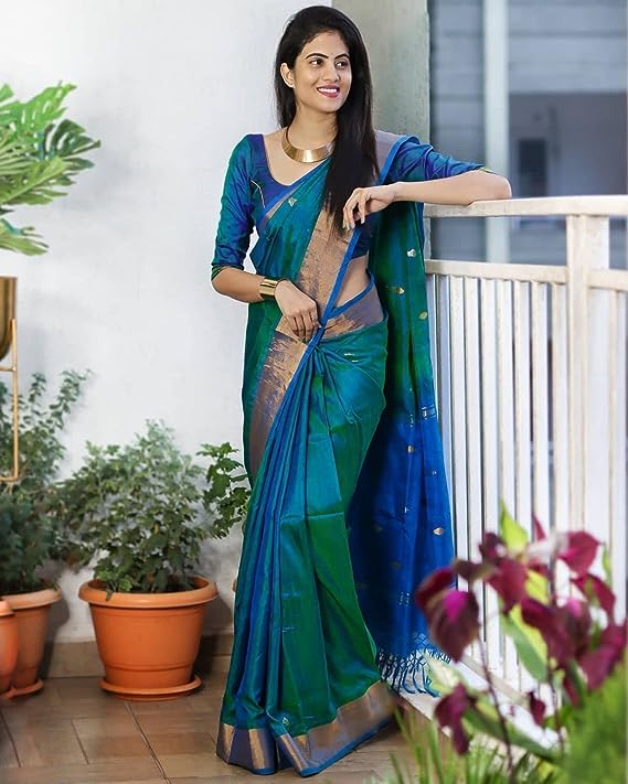 SGF11 Women Kanjivaram Woven Soft Silk Saree